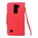 Wholesale LG Tribute 5 K7 Color Flip Leather Wallet Case with Strap (Red Black)